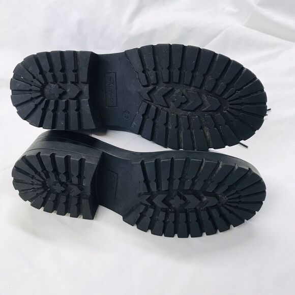 Skechers Y2K Combat Boots 7.5 Ankle Chunky Lug Sole Punk Grunge Emo White Black - Picture 6 of 7